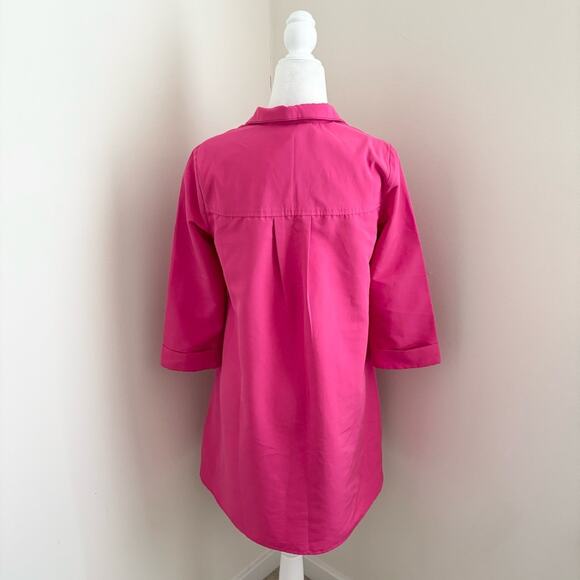 Tuckernuck Fuchsia Stretch Crepe Avery Mini Dress 3/4 Sleeves Neon Pink Vibrant - Picture 6 of 8